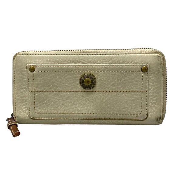 Auth COACH - Cream Leather Long Wallet - Picture 1 of 9